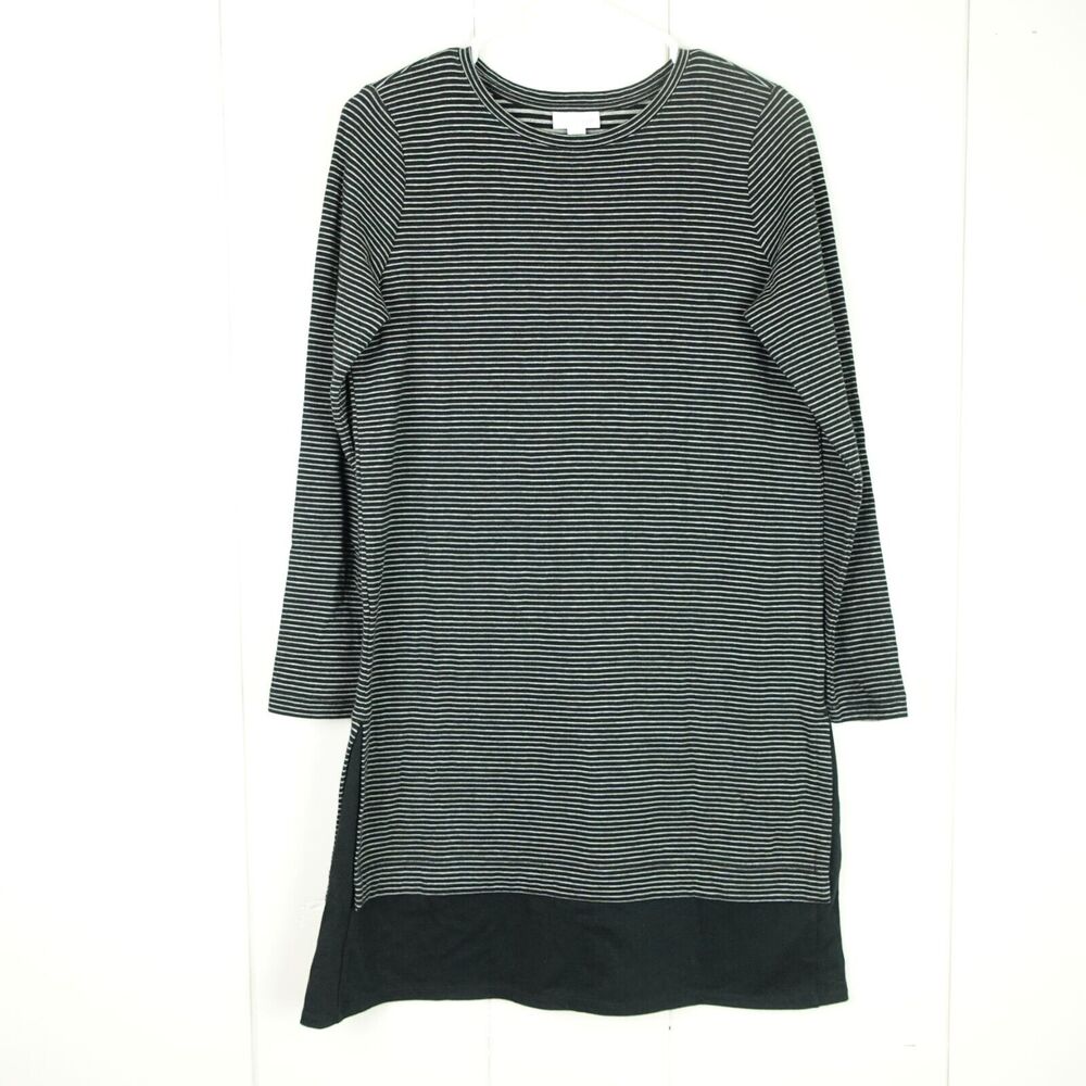 J Jill Long Sleeve Mini Tunic Dress Size Small‎ Petite Black and White Striped
